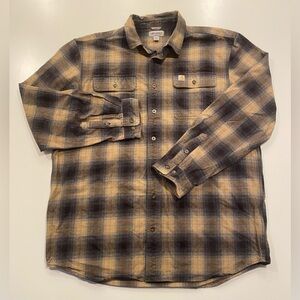 Carhartt Men's Long Sleeve Flannel Shirt XLT Heavyweight, Button-Up, Plaid